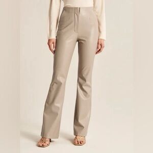 NWOT Abercrombie & Fitch Vegan Leather Curve Love Flare Pants Tan Size 25
